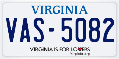 VA license plate VAS5082