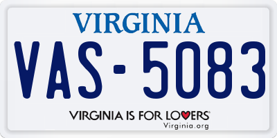 VA license plate VAS5083