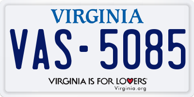 VA license plate VAS5085