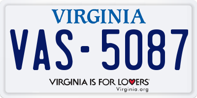 VA license plate VAS5087