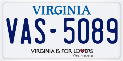 VA license plate VAS5089