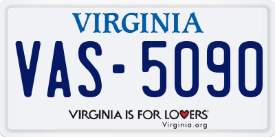 VA license plate VAS5090