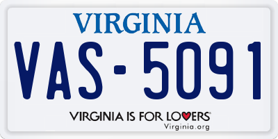 VA license plate VAS5091