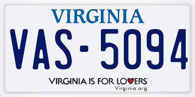 VA license plate VAS5094