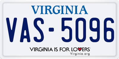 VA license plate VAS5096