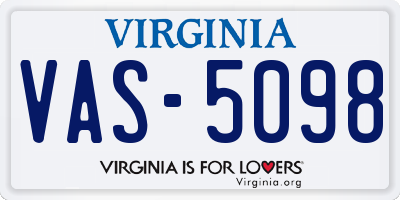 VA license plate VAS5098