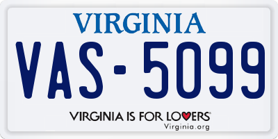 VA license plate VAS5099