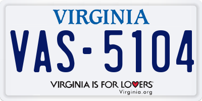 VA license plate VAS5104