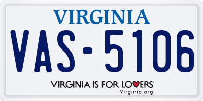 VA license plate VAS5106