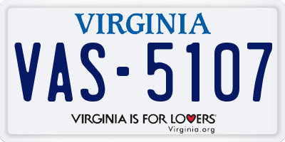 VA license plate VAS5107