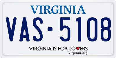 VA license plate VAS5108