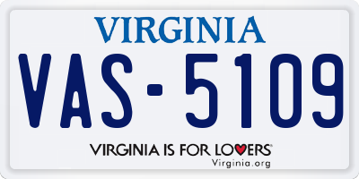 VA license plate VAS5109