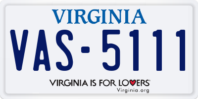 VA license plate VAS5111