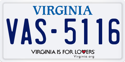 VA license plate VAS5116