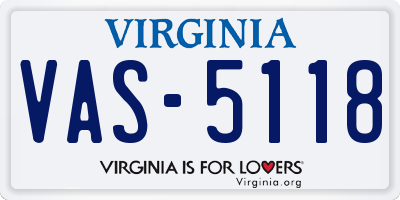 VA license plate VAS5118