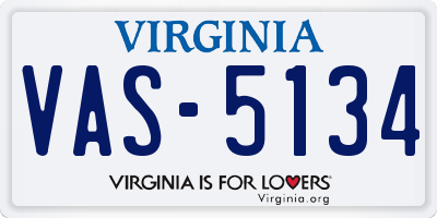 VA license plate VAS5134