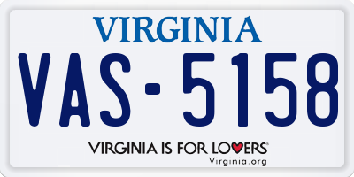 VA license plate VAS5158