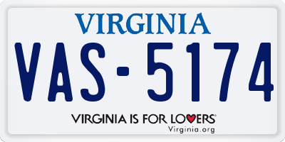 VA license plate VAS5174