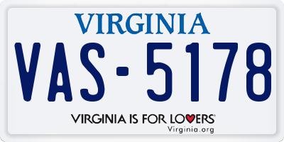 VA license plate VAS5178