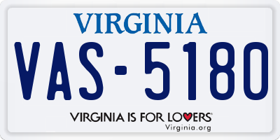 VA license plate VAS5180