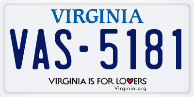 VA license plate VAS5181