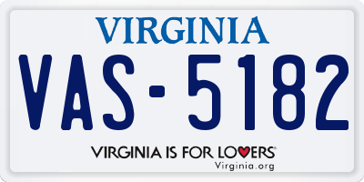 VA license plate VAS5182