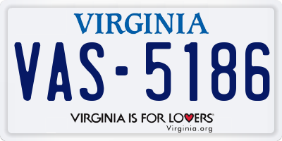 VA license plate VAS5186