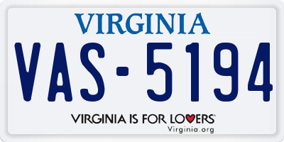 VA license plate VAS5194