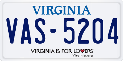 VA license plate VAS5204