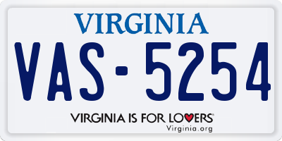 VA license plate VAS5254