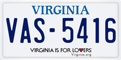 VA license plate VAS5416