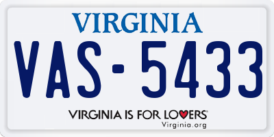 VA license plate VAS5433