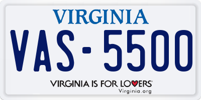 VA license plate VAS5500