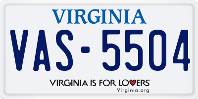 VA license plate VAS5504