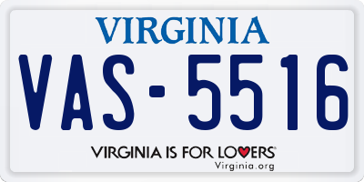 VA license plate VAS5516