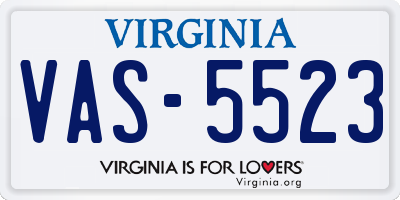 VA license plate VAS5523