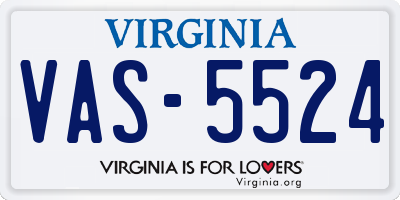 VA license plate VAS5524