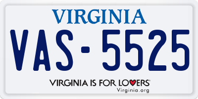 VA license plate VAS5525