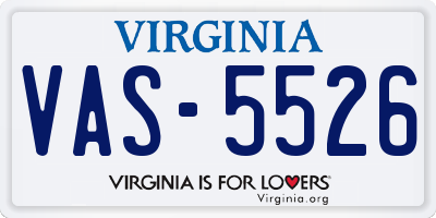 VA license plate VAS5526