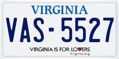 VA license plate VAS5527