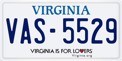 VA license plate VAS5529