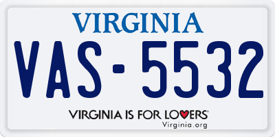 VA license plate VAS5532