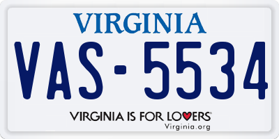 VA license plate VAS5534