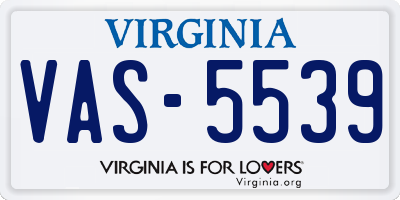 VA license plate VAS5539