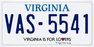 VA license plate VAS5541