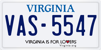 VA license plate VAS5547