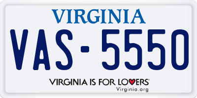 VA license plate VAS5550