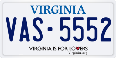 VA license plate VAS5552