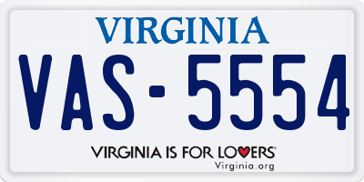 VA license plate VAS5554