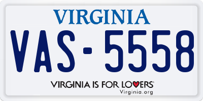 VA license plate VAS5558